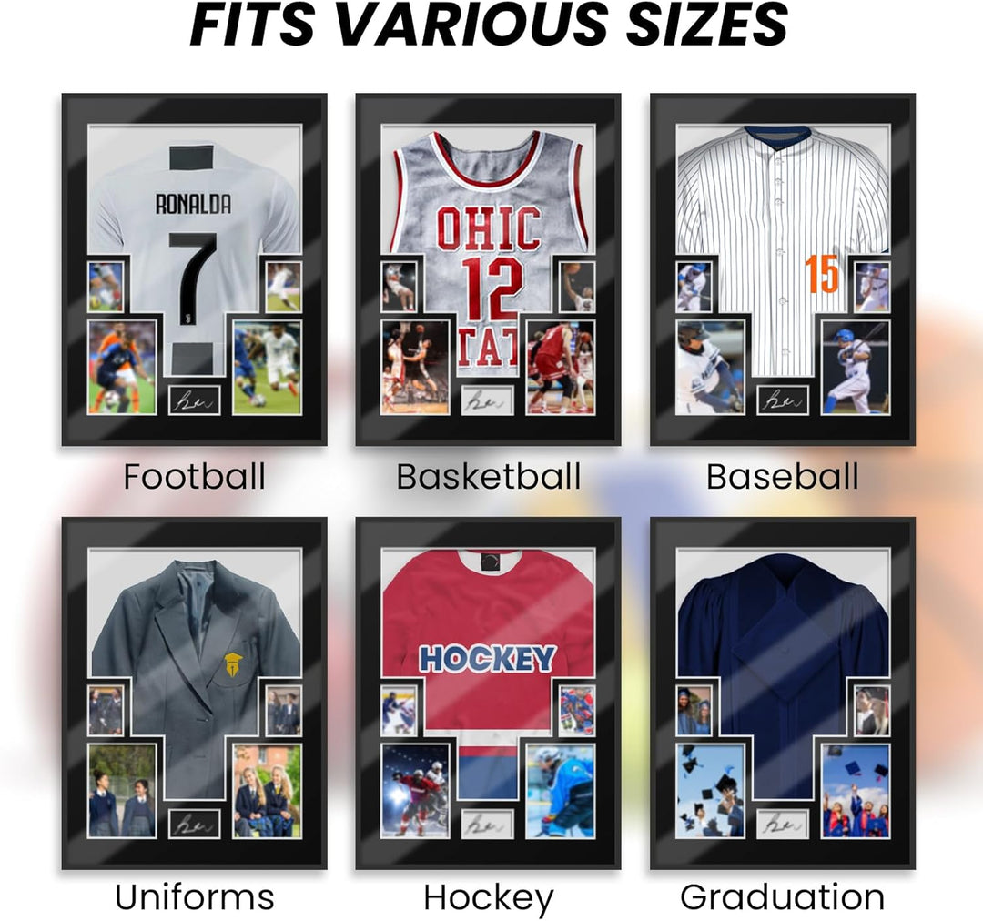 2 Stück Trikotrahmen Aluminium Objektrahmen für Fussballtrikot Trikot Bilderrahmen Deep Frame 60 * 8