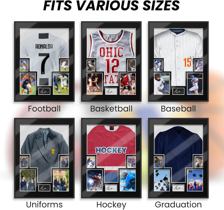 2 Stück Trikotrahmen Aluminium Objektrahmen für Fussballtrikot Trikot Bilderrahmen Deep Frame 60 * 8