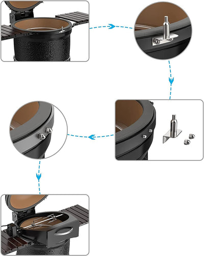 Onlyfire 6065 PizzaRing Kit mit Drehspiess, Pizzaeinsatz und Rotisserie Grillspiess für Kamado Joe C