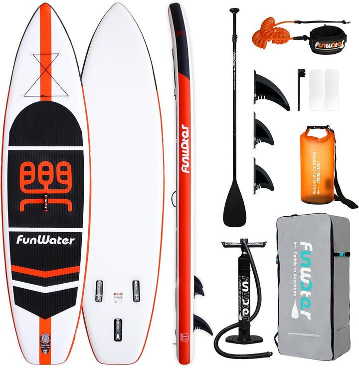 FunWater Aufblasbares Stand Up Paddle Board Surfbrett SUP Komplettes Paddleboard Zubehör Verstellbar
