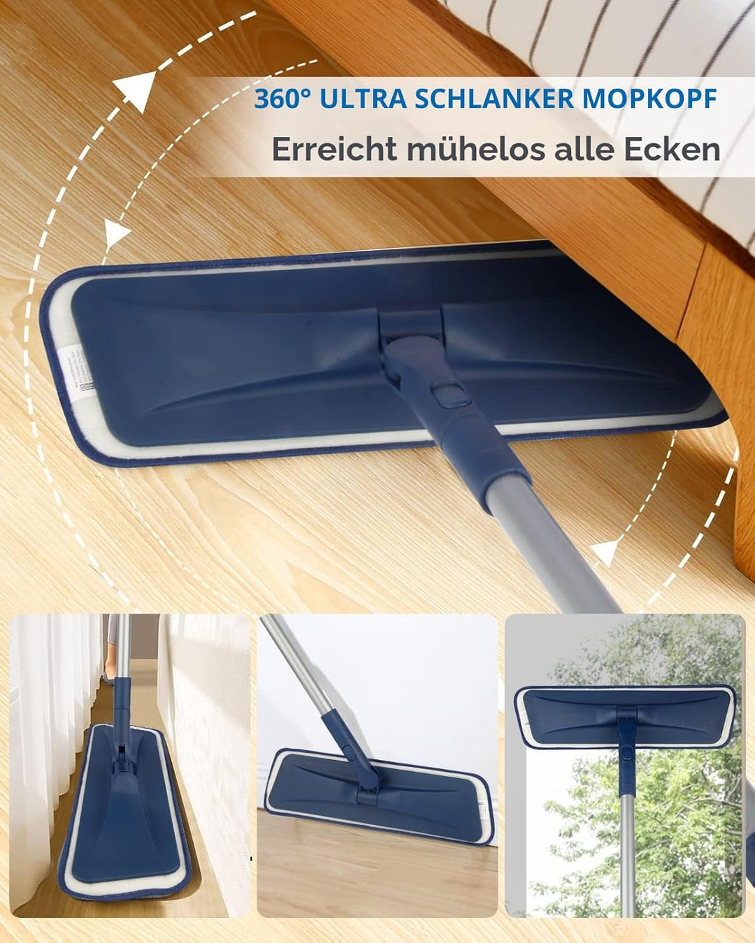 BPAWA Mikrofaser-Bodenwischer für die Reinigung von Böden – flacher Bodenwischer, nass, trockener St