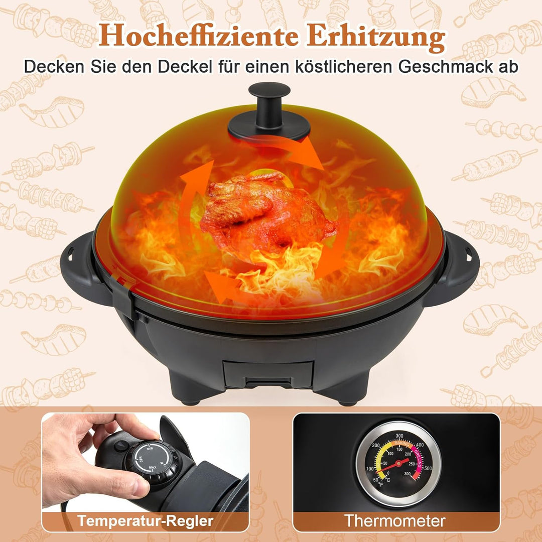 COSTWAY Elektrogrill 1200W, 2 in 1 Tischgrill & Standgrill mit 2-Zonen Grillplatte, Elektrischer BBQ