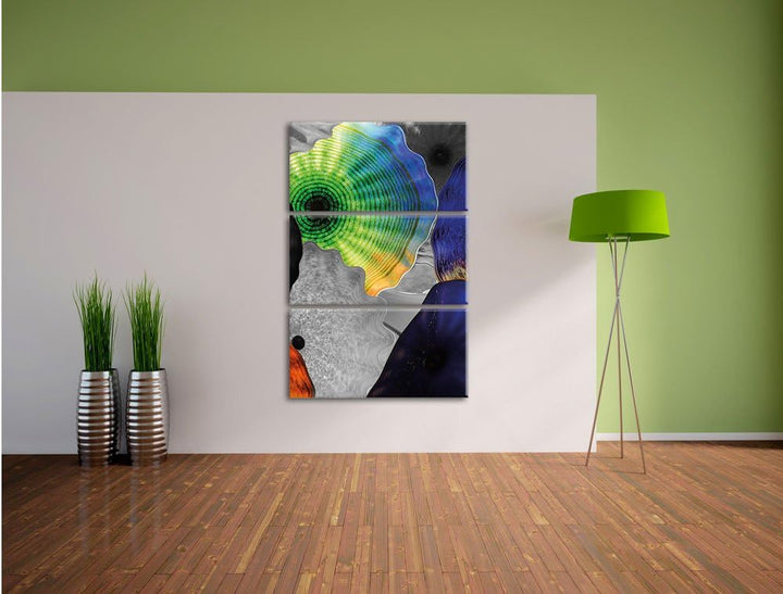 Pixxprint beeindruckender Quallen Schwarm als Leinwandbild/Grösse: 3 Teilig (120x80) cm/Wandbild/Kun