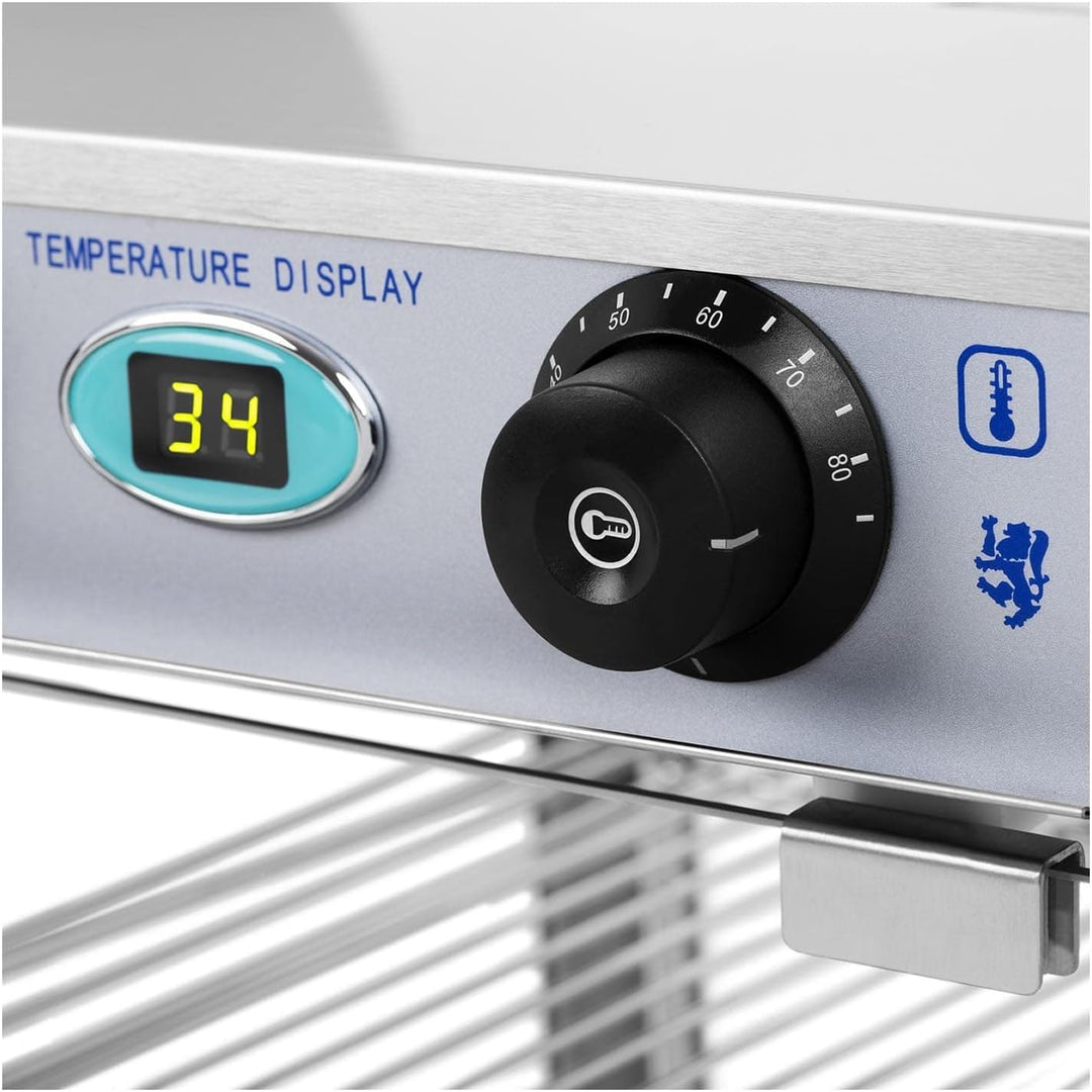 Royal Catering Heisse Theke Warmhaltevitrine Wärmetheke RCHT-850 (850 W, Wärmebereich 0-85 °C, Ablag
