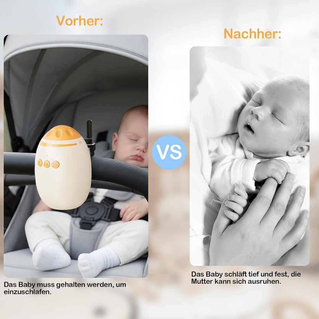 Kinderwagen Schaukler für Kinderbett und Kinderwagen, Einschlafhilfe Baby wiederaufladbar (USB)，Beig
