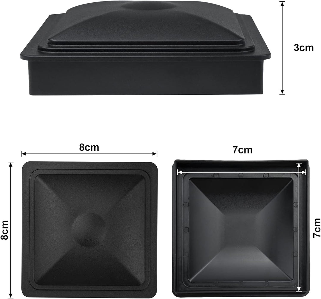 Bonna pfostenkappen 7x7CM, 24Stück Pfostenkappe, Plastik Abdeckkappen für Zaunpfosten mit Schrauben