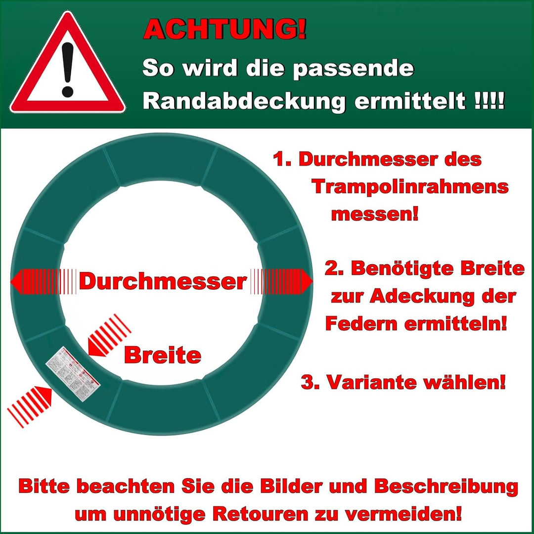 Baunsal® Trampolin Randabdeckung Ø 183 244 250 275 300 305 335 366 370 396 400 427 430 457 460 487 4