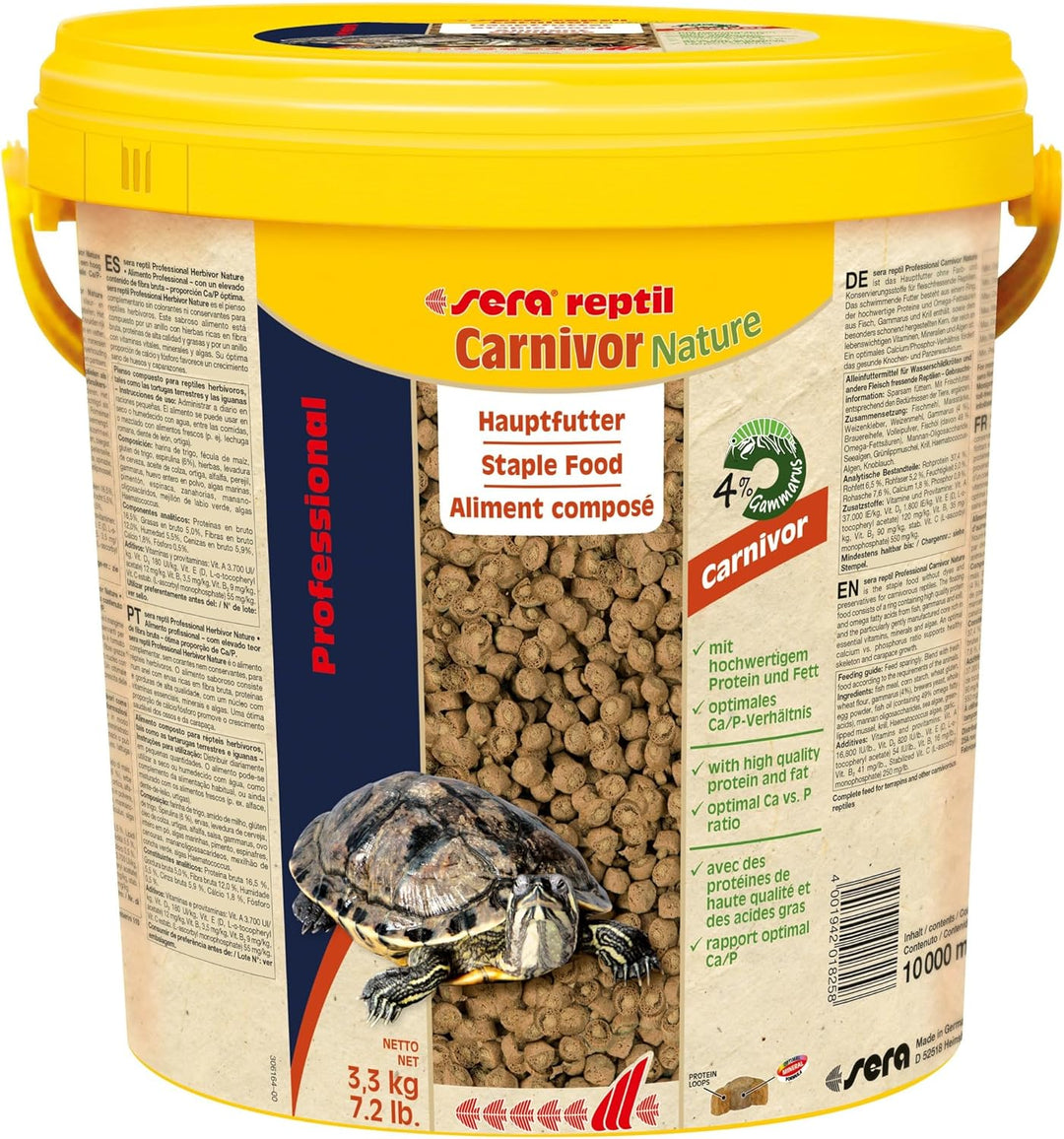 sera reptil Professional Carnivor Nature 10 L (3,3 kg) - Das Zweikomponentenfutter für Carnivore Rep