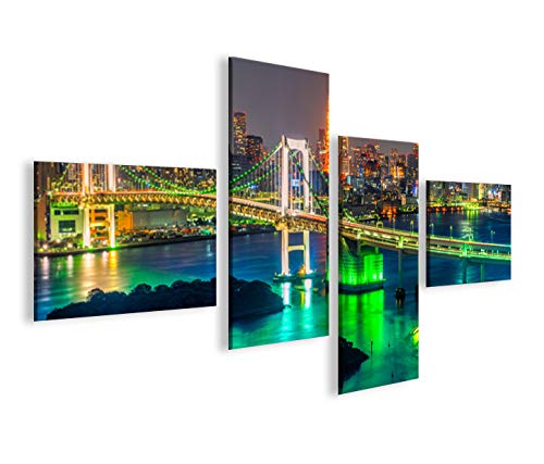 islandburner Bild Bilder auf Leinwand Tokyo V2 Japan Skyline 4L XXL Poster Leinwandbild Wandbild Dek