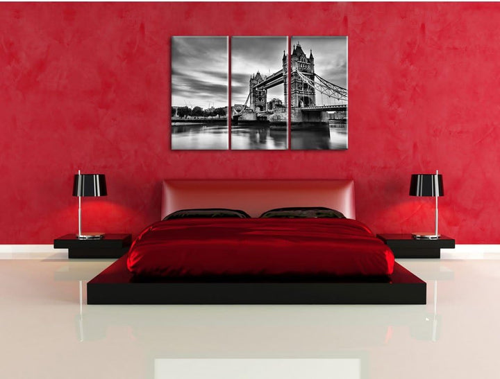 Pixxprint London als Leinwandbild/Grösse: 3 Teilig (120x80) cm/Wandbild/Kunstdruck/fertig bespannt