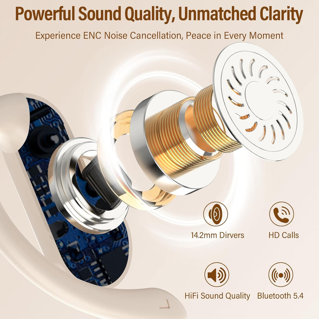 Open Ear Kopfhörer Bluetooth 5.4 HiFi Stereo, 2026 Kopfhörer Kabellos Bluetooth mit ENC Noise Cancel
