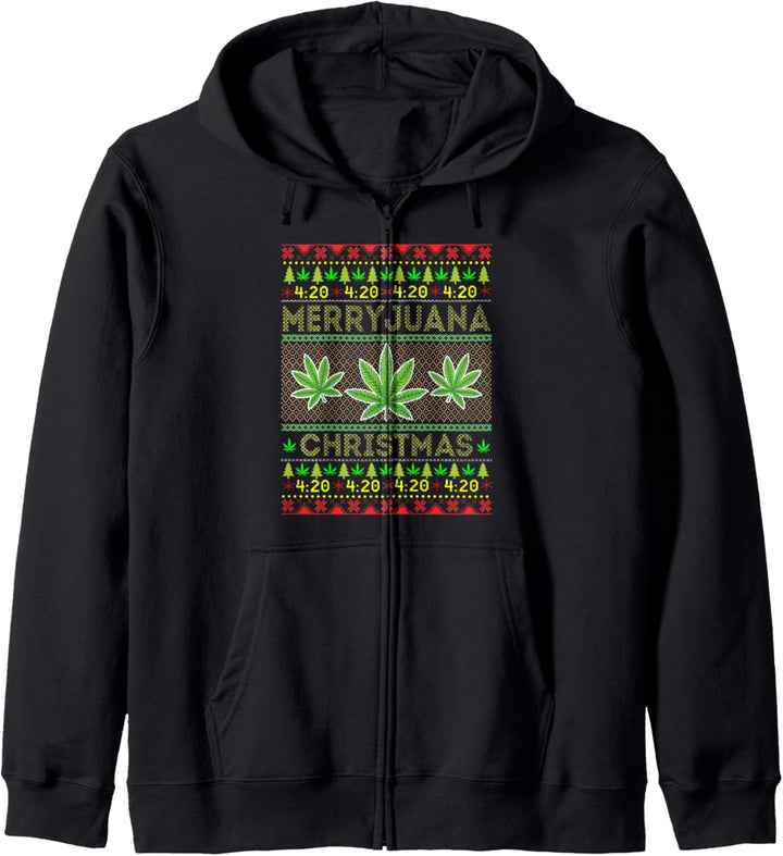Merryjuana Christmas Design - Ugly Marijuana Weed Xmas Gift Kapuzenjacke