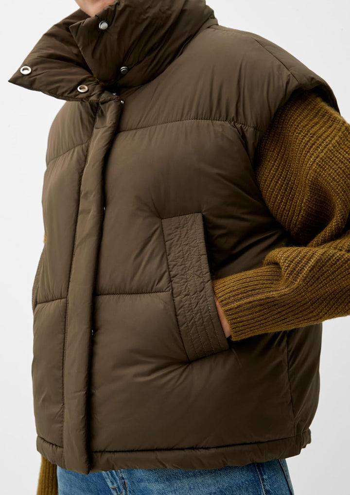 s.Oliver Steppweste mit Stehkragen, XL Khaki/Oliv