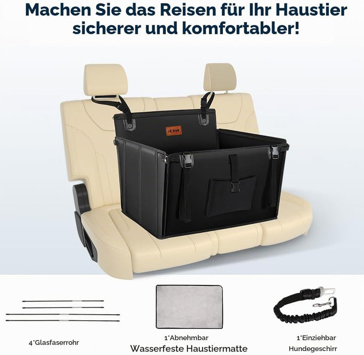 KYG Autositz Hunde Extra Stabiler Wasserdichter Rutschfester Haustier autositz Kratzfester mit 4 Bef