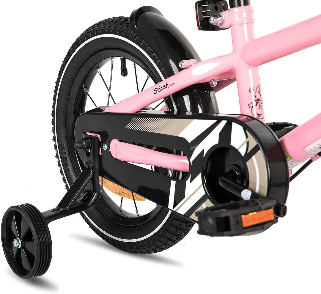 STITCH Kinderfahrrad für 3-9 Jahre Mädchen &amp; Jungen, 14/16/18 Zoll Kinderfahrrad mit Stabilisatoren