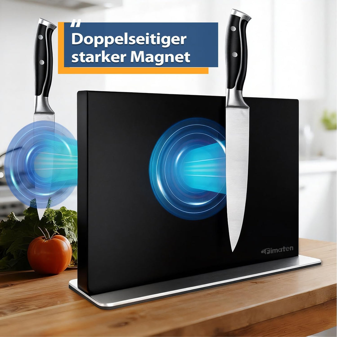 Magnetischer Messerblock ohne Messer - Schwarz Stark Magnetisch & Doppelseitig Messerblock aus Edels