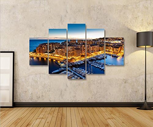 islandburner Bild Bilder auf Leinwand Monaco V2 Montecarlo Hafen Yachthafen MF XXL Poster Leinwandbi