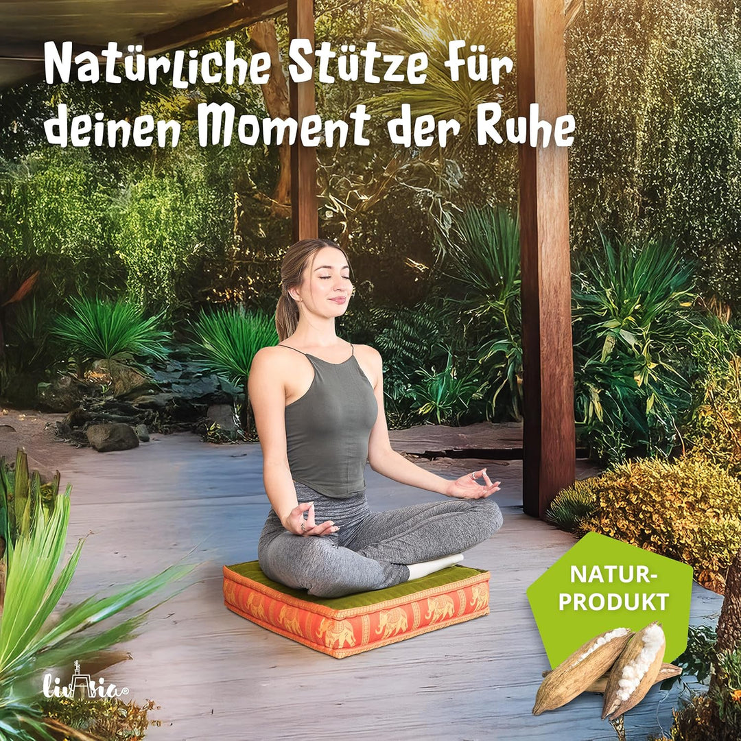 Livasia Sitzkissen Boden Thaiseide, Bodenkissen Indoor/Outdoor, Meditationskissen Yogakissen, Stuhla