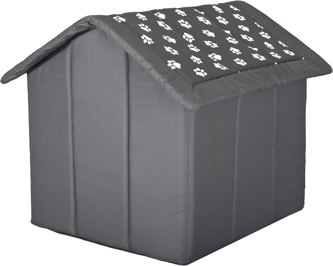 PillowPrim Hundehütte Hundehöhle Hundebett Hundehaus Katzenhöhle Tierbett XL - 60x55 cm grau mit Pfo