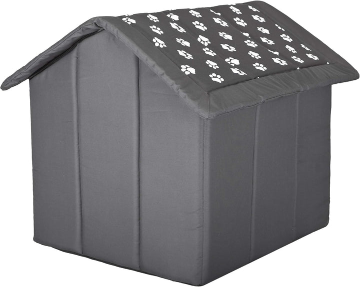 PillowPrim Hundehütte Hundehöhle Hundebett Hundehaus Katzenhöhle Tierbett XL - 60x55 cm grau mit Pfo