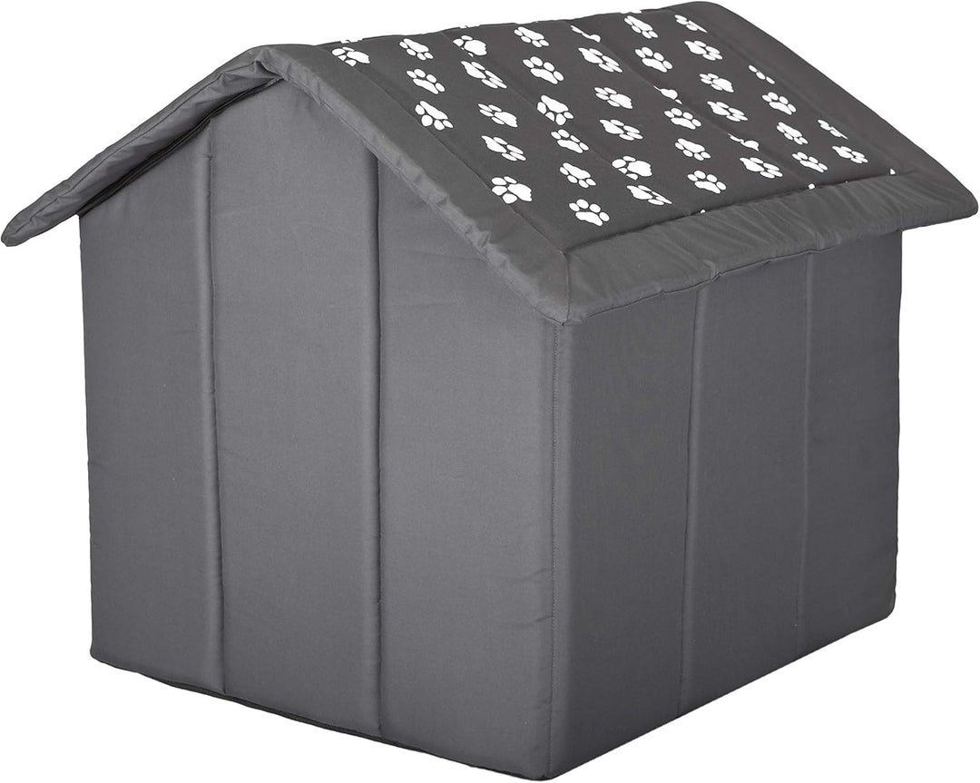 Hundehütte Hundehöhle Hundebett Hundehaus Katzenhöhle Grösse XXXL - 76x72 cm grau mit Pfoten 76x72x7