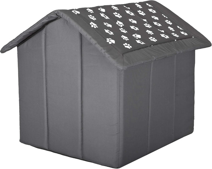 Hundehütte Hundehöhle Hundebett Hundehaus Katzenhöhle Grösse XXXL - 76x72 cm grau mit Pfoten 76x72x7