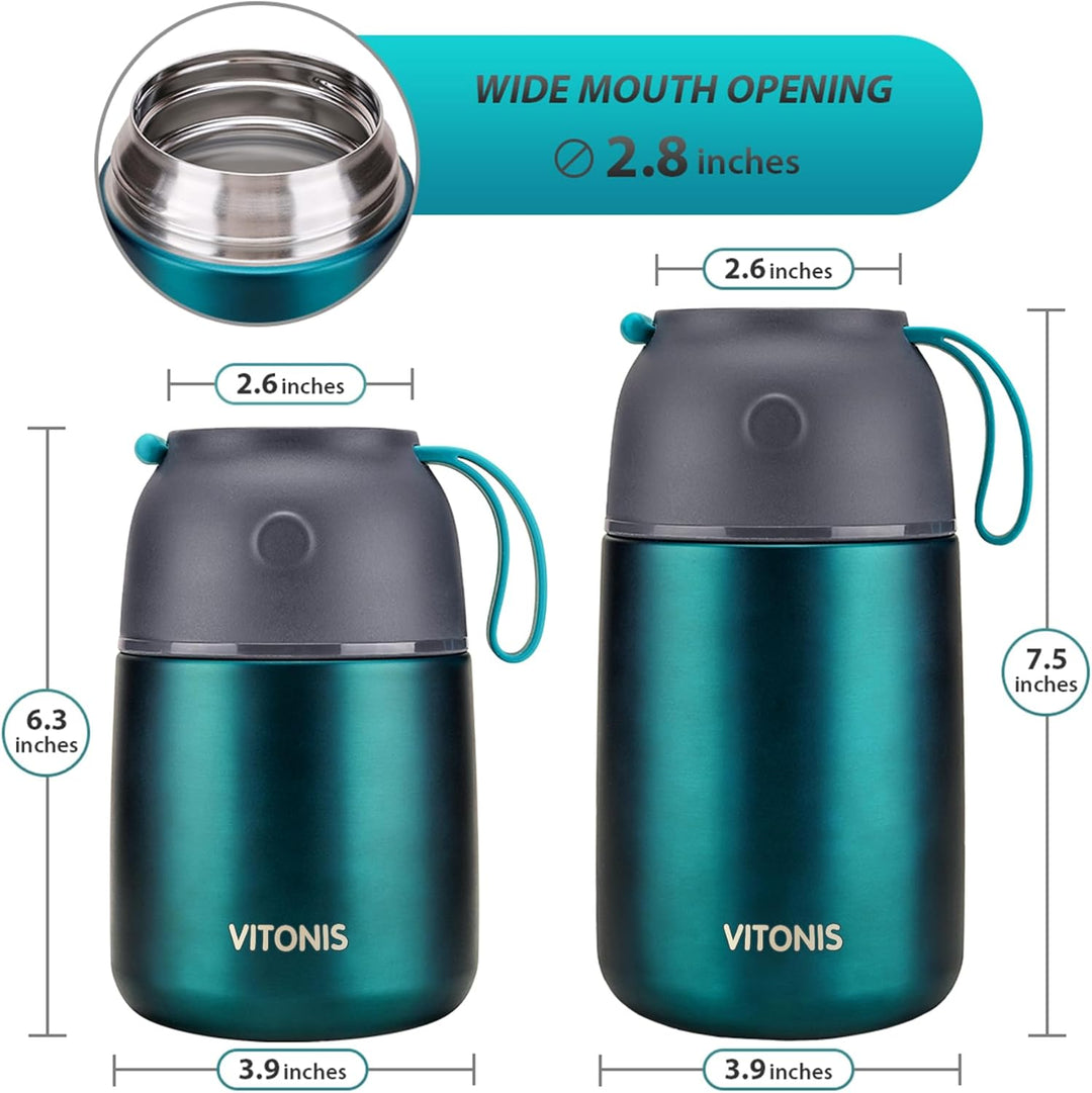 Thermobehälter für Essen 500ml & 700ml Edelstahl Warmhaltebebehälter mit faltbaren Löffel, Speissen,