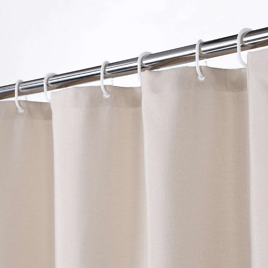LinTimes Flachs Leinen wie 240GSM Schwerer Duschvorhang für Badezimmer mit Haken Hotel Luxury Fabric
