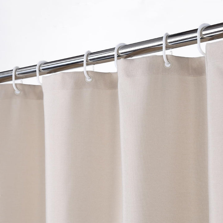 LinTimes Flachs Leinen wie 240GSM Schwerer Duschvorhang für Badezimmer mit Haken Hotel Luxury Fabric