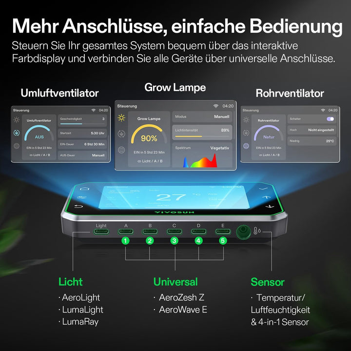VIVOSUN Smart Rohrventilator 150mm Leise Abluftset 694m³/h E42A+Controller | AeroZesh T6 Abluftventi
