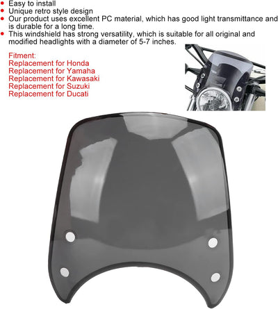 Retro Motorrad Windschutzscheibe Scheinwerfer Verkleidung Windschutzscheibe Spoiler Windschutzscheib