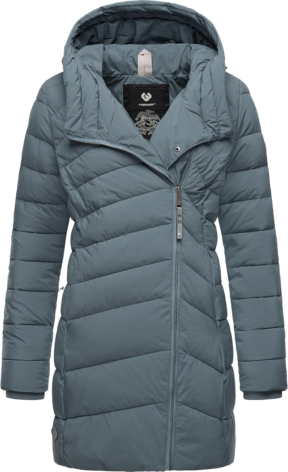 Ragwear Damen wasserdichter Regenmantel Wintermantel warm gefüttert Steppmantel lang mit Kapuze Teel