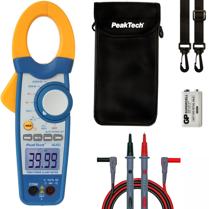 PeakTech True RMS Stromzange 1000A AC DC und Digital Multimeter 4000 Counts mit Durchgangsprüfer - C