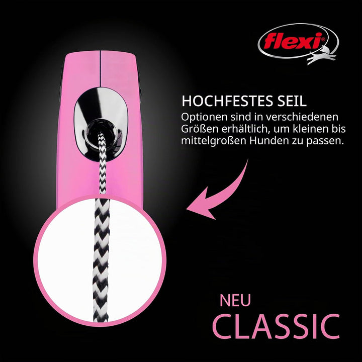 Flexi Klassische einziehbare Hundeleine, ergonomisch, langlebig und verhedderungsfrei, für Hunde bis