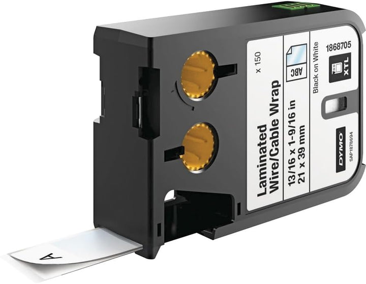 Dymo XTL Laminiertes Kabeletikett | Vinyl | selbstlaminierend 21 x 39 mm | 150 Etiketten | schwarz a