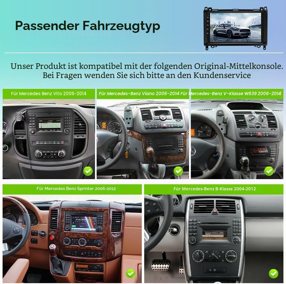 CAMECHO [DSP Audio] 8 Core 4+64G Android 13 Autoradio für Mercedes Benz Sprinter W639 W906 AB Klasse