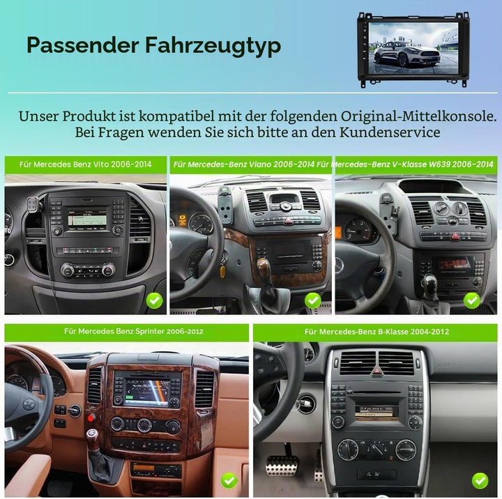 CAMECHO [DSP Audio] 8 Core 4+64G Android 13 Autoradio für Mercedes Benz Sprinter W639 W906 AB Klasse
