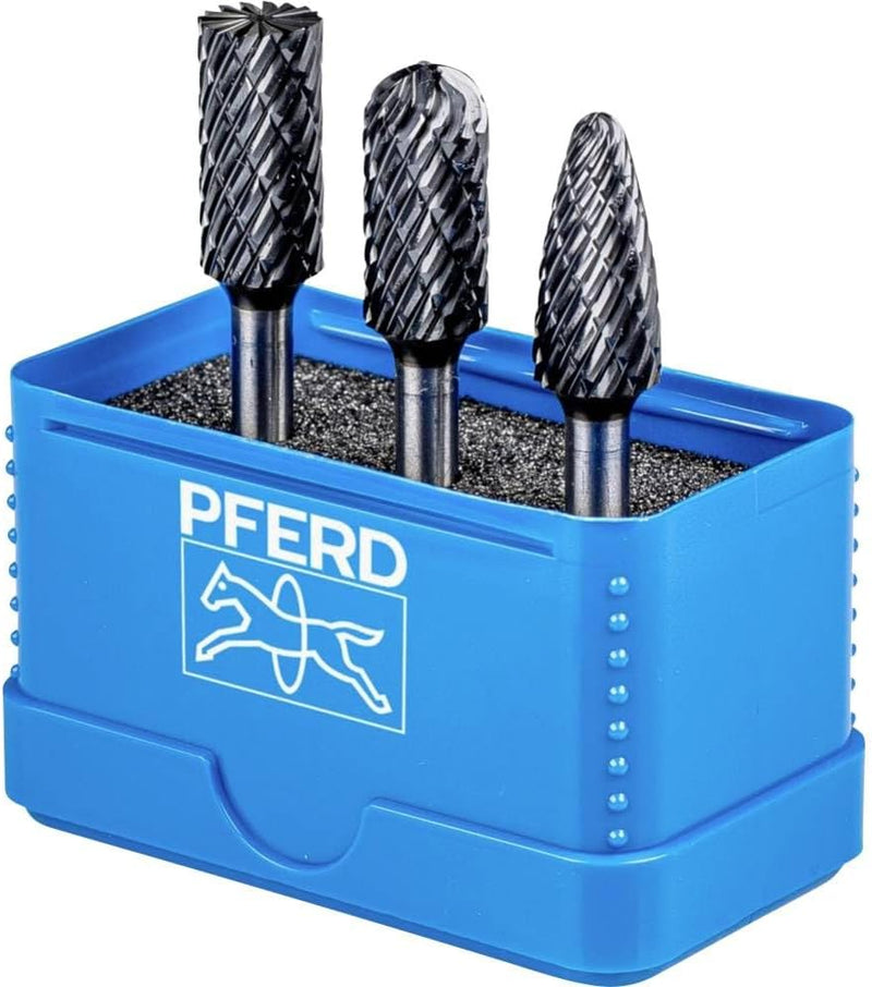 PFERD HM-Frässtift-Set, 3-teilig, Zahnung ALLROUND, HICOAT-Beschichtung, Schaft-ø 6 mm, Frässtift-ø