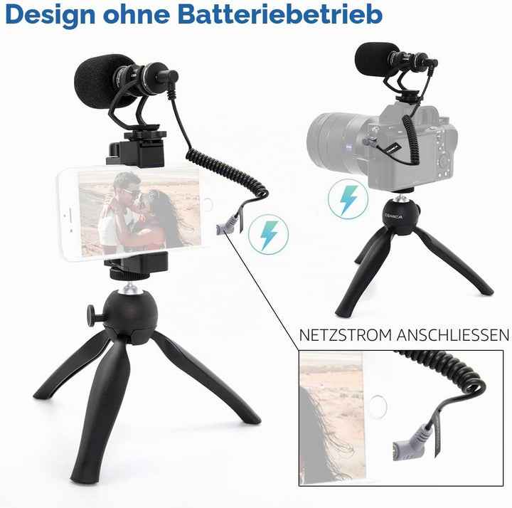 Moman Smartphone-Mikrofon mit Videokit, Shotgun-Mikrofon mit Nierencharakteristik, Kondensator-Richt