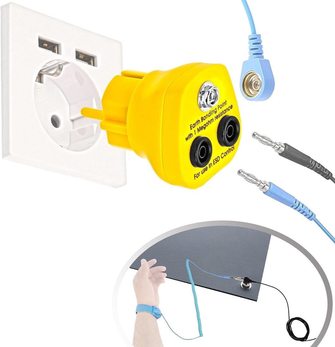 Minadax ESD Antistatik Matte 52cm x 8cm - inkl. Manschette + Verlängerung 2,4m + ESD Stecker - Ansch