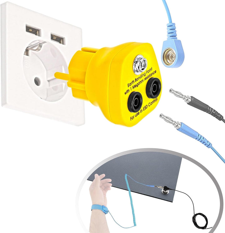 Minadax ESD Antistatik Matte 52cm x 8cm - inkl. Manschette + Verlängerung 2,4m + ESD Stecker - Ansch