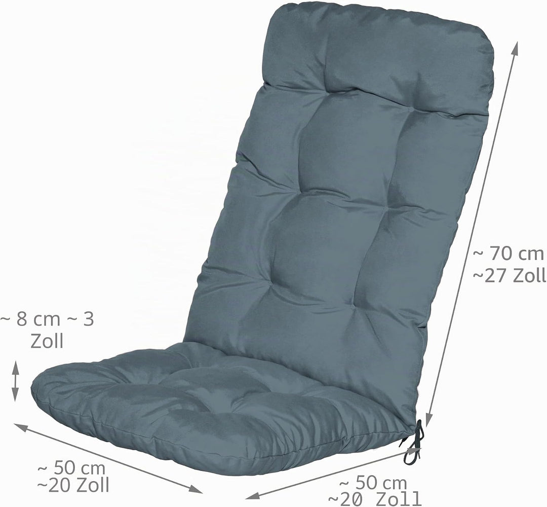 Beautissu Hochlehner Auflage 120x50x8cm - Sitzpolster für Gartenstühle Outdoor Stuhlkissen hoch – Ga