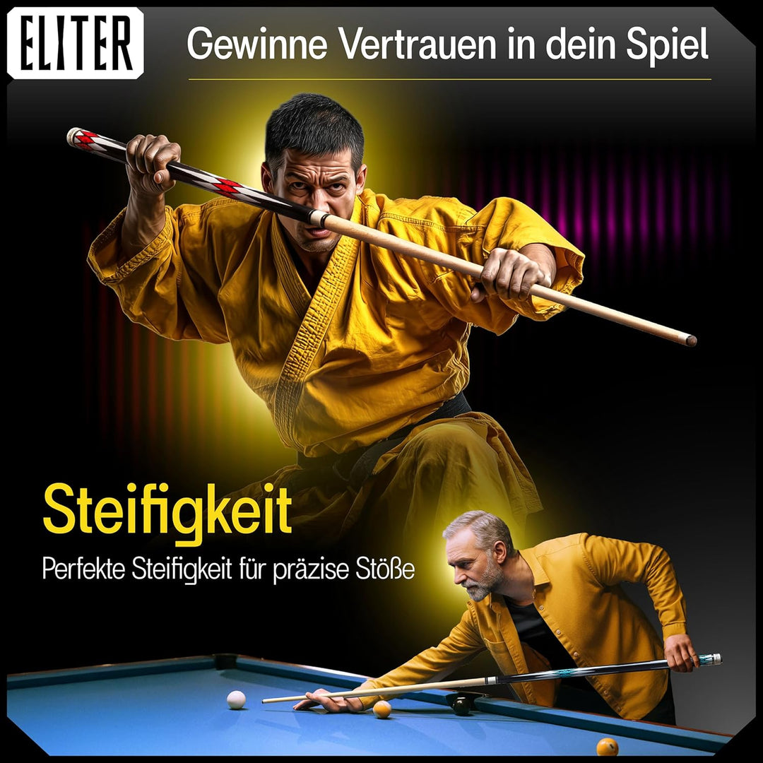 Billard Queue Set 2 - Billard cue aus massivem Ahornholz - weich und robust für mehr Kontrolle und P