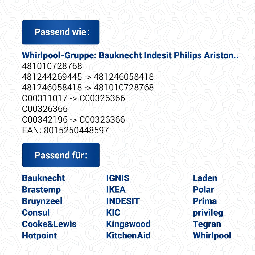 VIOKS Türinnengitter Oben Ersatz für Whirlpоol Bauknеcht Ignis 481010728768 Türgitterleiste Kunststo
