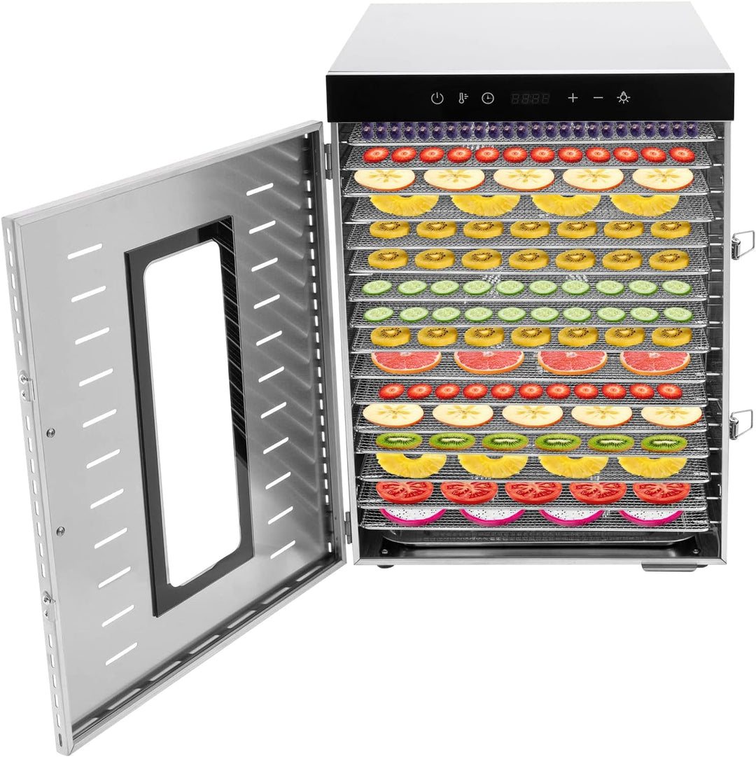 Dörrautomat Edelstahl Lebensmittel-Dehydrator Dörrgerät mit Rezeptheft und Temperaturregelung Lebens