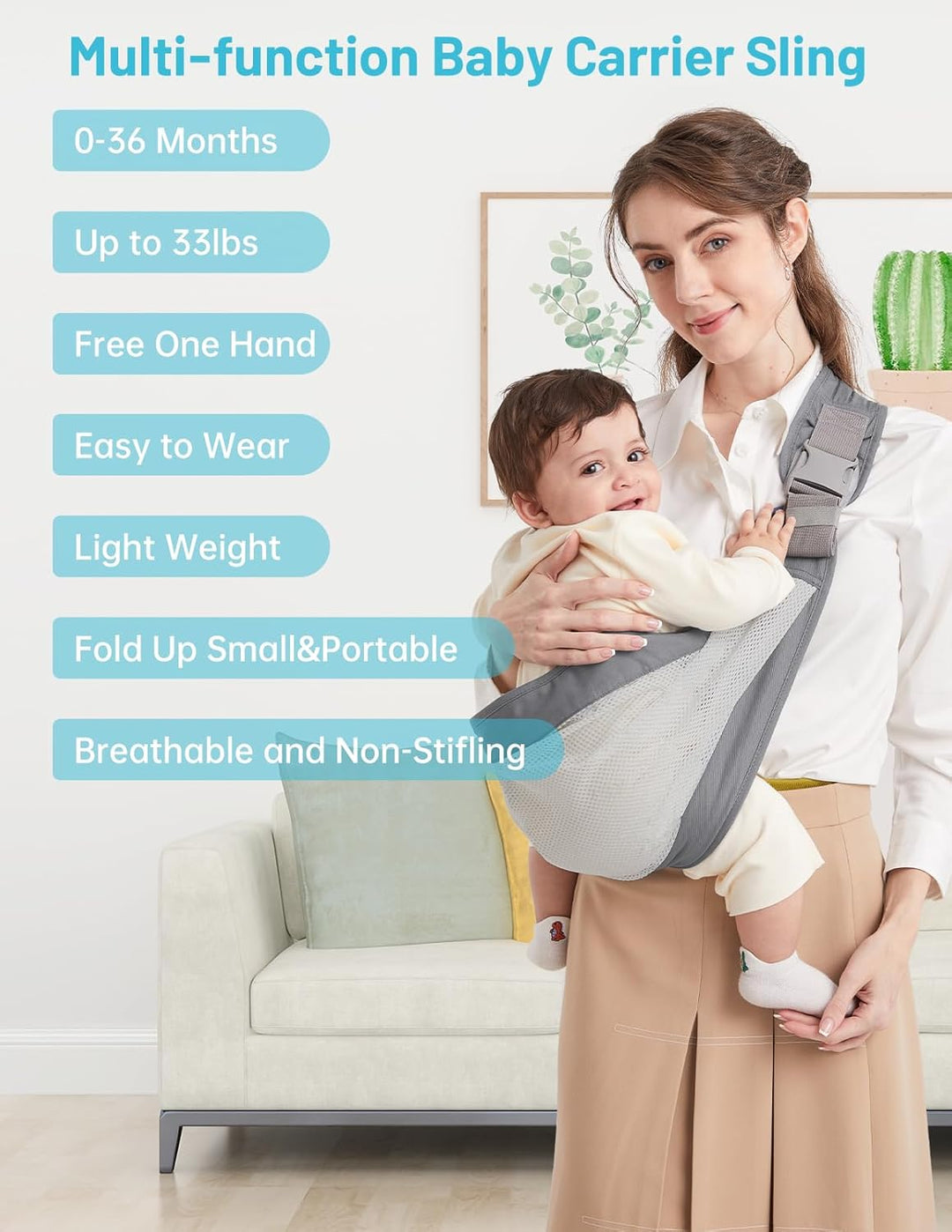 Tragetuch Baby, Mumgaroo Babytrage Neugeborene ab Geburt, On the Go Multifunktionale, für Babys von