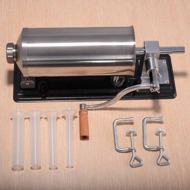 RELAX4LIFE 4 kg Wurstfüller manuell, Wurstfüllmaschine mit 4 Füllrohre, Wurstpritze für Metzgerei &