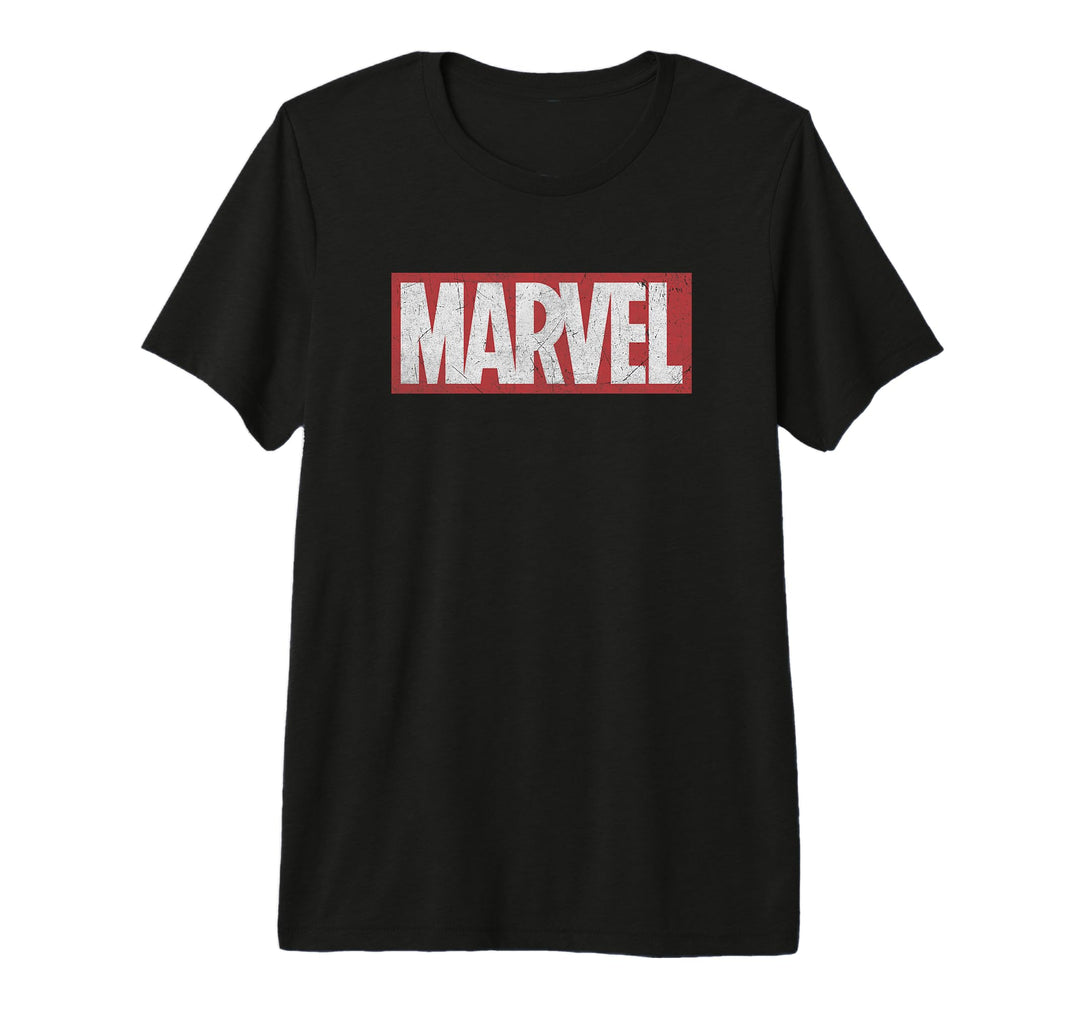 Womens Marvel Classic Distressed Logo Premium Graphic T-Shirt Medium Black