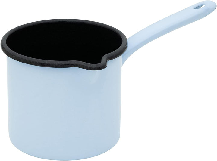 Riess, 0285-028, Schnabeltopf mit Stiel 12cm,1L, BACKEMAILLE BLAU, LBH 24,8x15,2x13,7 cm, Gew. 0,495