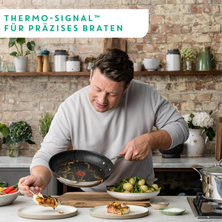 Tefal Jamie Oliver Cook's Direct On Pfannenset 24/28 cm, Bratpfanne Induktion, Antihaft, backofenfes